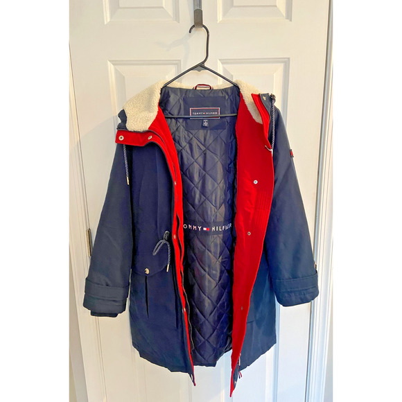 Tommy Hilfiger Women's Parka Midweight Hooded Jacket Navy, Size Small - Picture 4 of 7